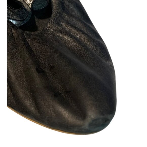 FREE PEOPLE Black Leather Point Toe Silver Criss-Cross Straps Ballet Flats 6.5 - Picture 9 of 9